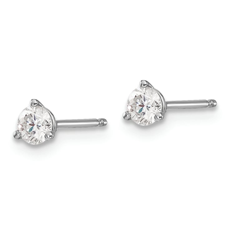 Rhodium Over 14K White Gold 1/3ct. 3.5mm Round J-K Color Moissanite Earrings