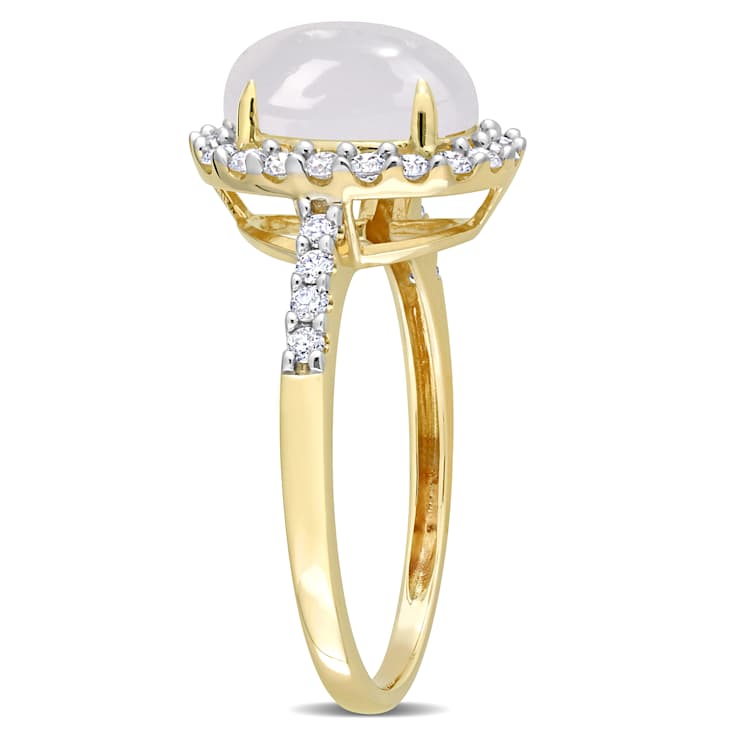 Moonstone and Diamond 14K Yellow Gold Ring 3.02ctw