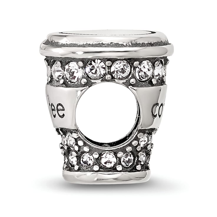 Sterling Silver Crystal To-Go Coffee Cup Bead
