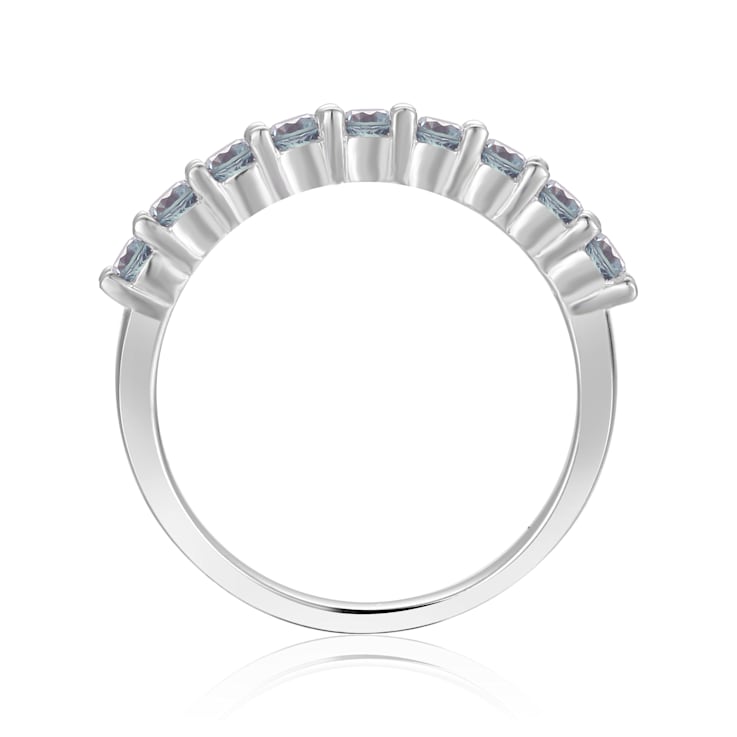 Round Lab Created Alexandrite Sterling Silver Anniversary Style
Stackable Band Ring, 0.65ctw