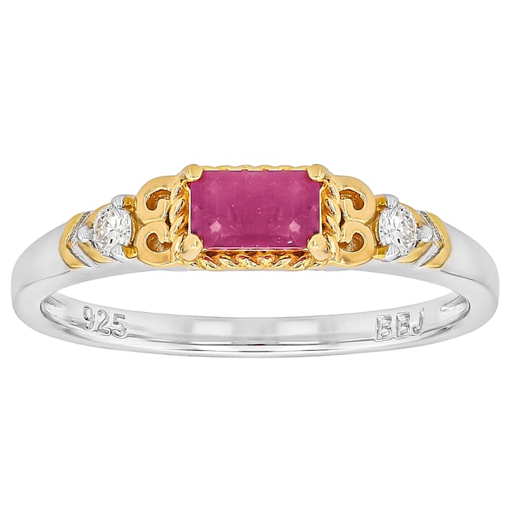 Ruby And Lab-Grown Diamond Ring In 18K Gold Over Sterling Silver 0.40ctw