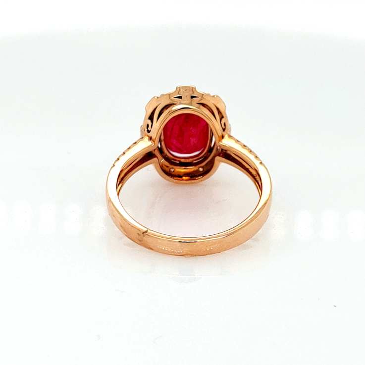 3.00 Ctw Ruby and 0.26 Ctw White Diamond Ring in 14K RG