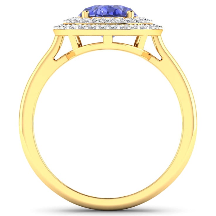 1.69ctw Violet Tanzanite and Diamond 14K Yellow Gold Halo Ring