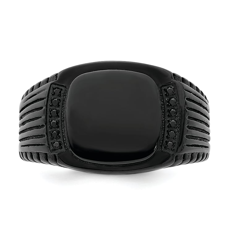 Stainless Steel Polished Black IP-plated with Black Cubic Zirconia
Signet Ring