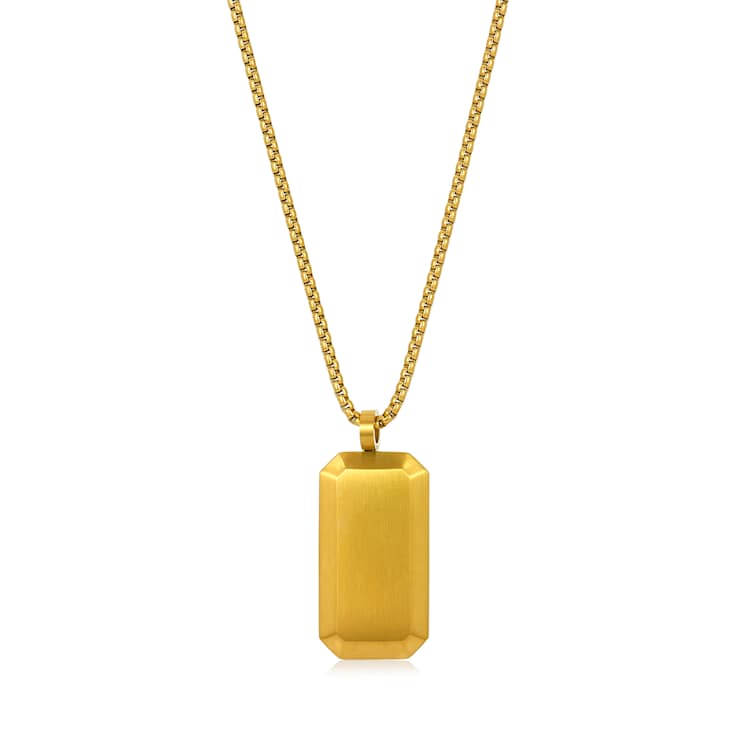 Invicta Men's Yellow Plated Dog Tag Pendant With Chain In Stainless Steel