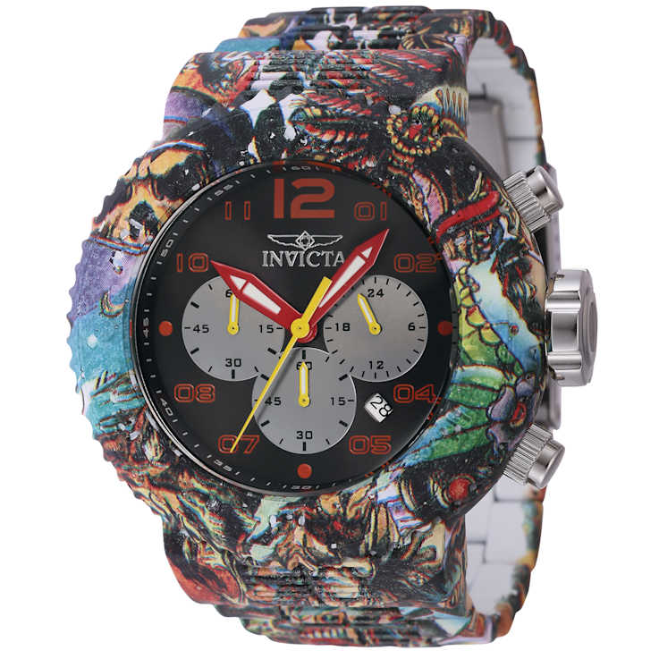 Invicta Pro Diver 52mm Orange, Black Dial Stainless Steel Band Quartz Watch