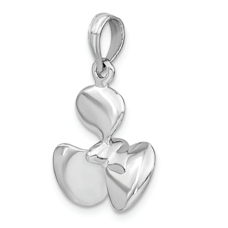 Rhodium Over 14k White Gold 3D Polished Propeller Pendant