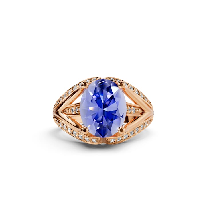 14K Rose Gold Tanzanite and Diamond Ring 2.20 ctw
