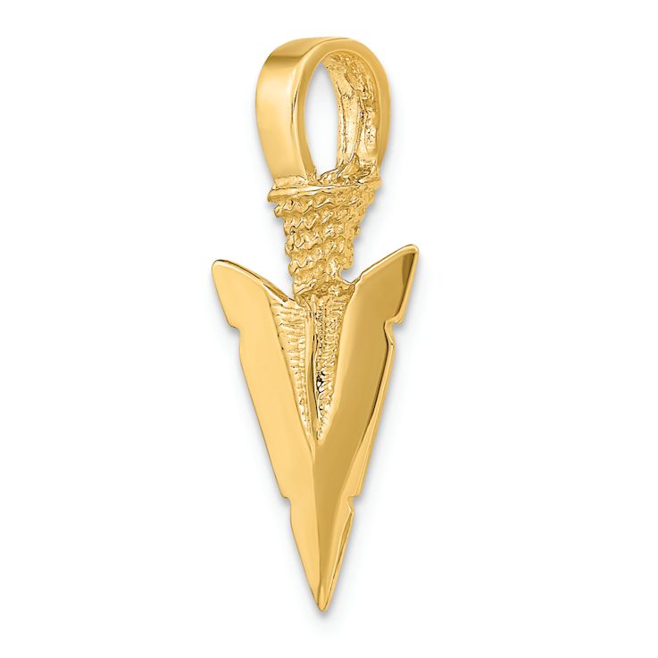 14k Yellow Gold 3D and Textured Arrowhead Charm