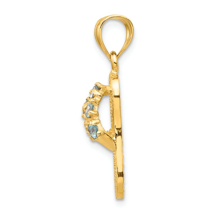 14k Yellow Gold 3D Textured Cubic Zirconia December Birthstone Flip Flop Pendant