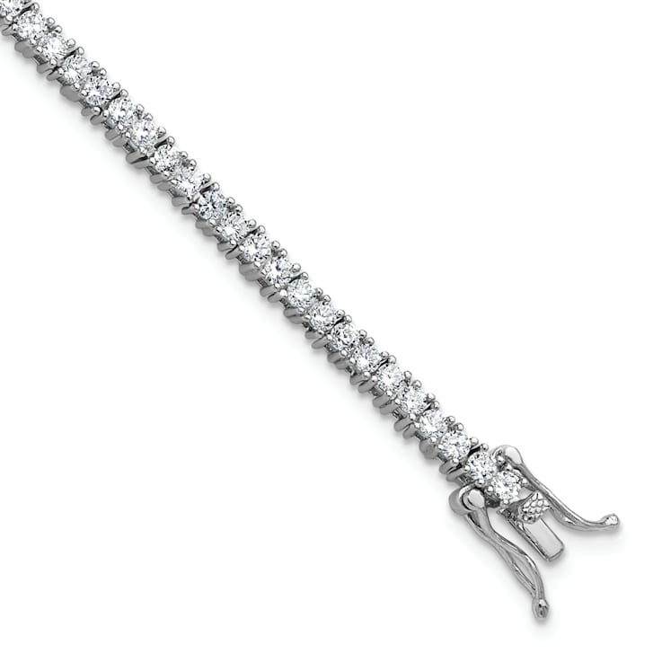 Rhodium Over Sterling Silver Polished Cubic Zirconia with Safety Clasp
Tennis Bracelet