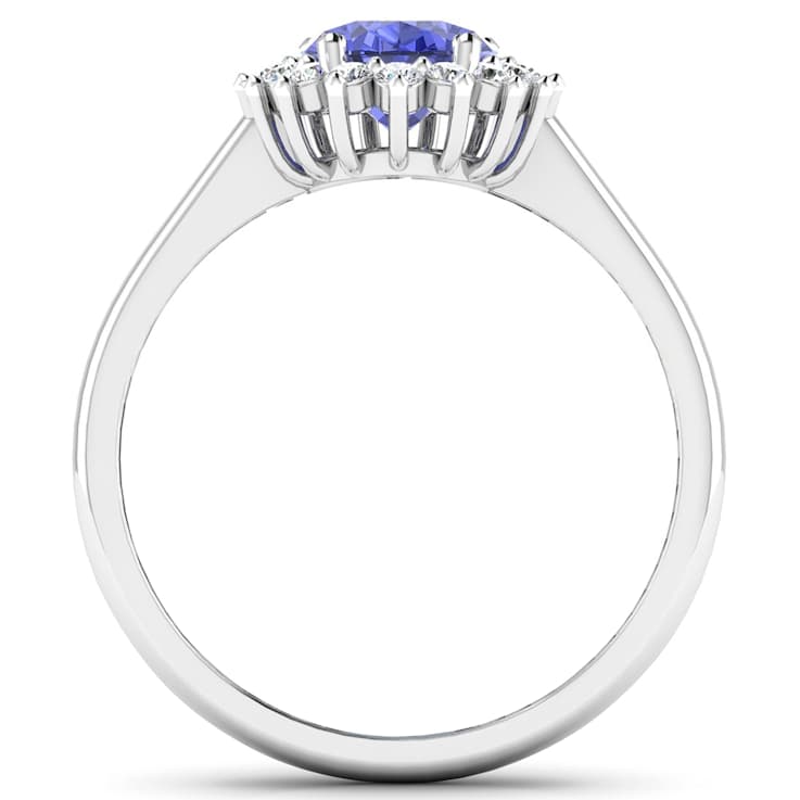 1.63ctw Violet Tanzanite and Diamond 14K White Gold Halo Ring