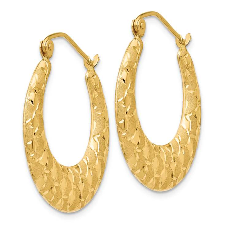 14k Yellow Gold 1" Laser-Cut Patterned Hoop Earrings
