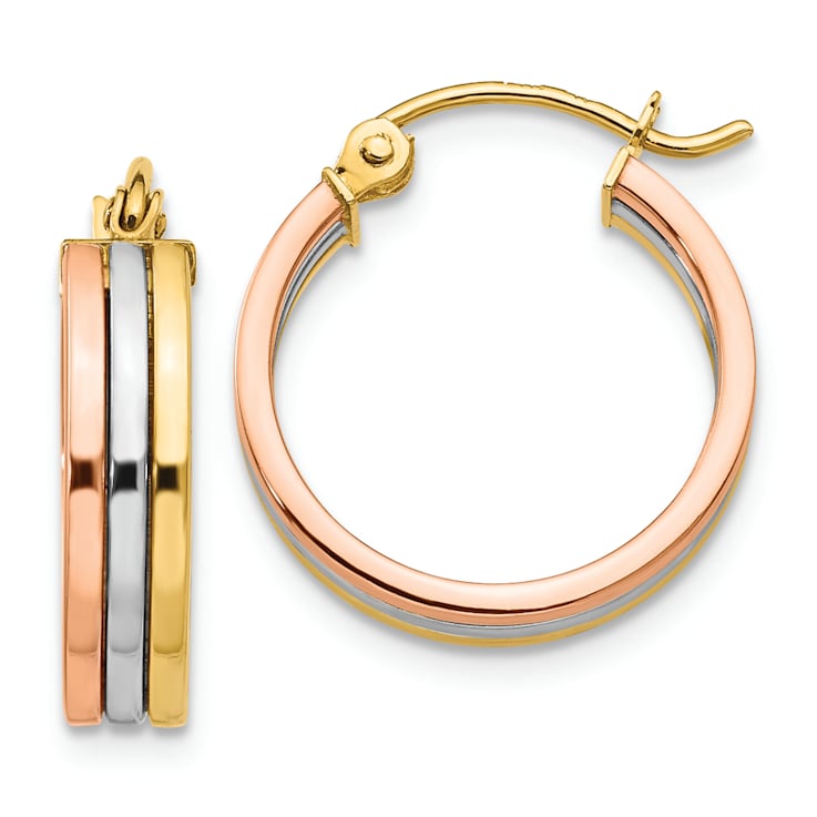 14k Yellow Gold, 14k White Gold and 14k Rose Gold 11/16" Hoop Earrings