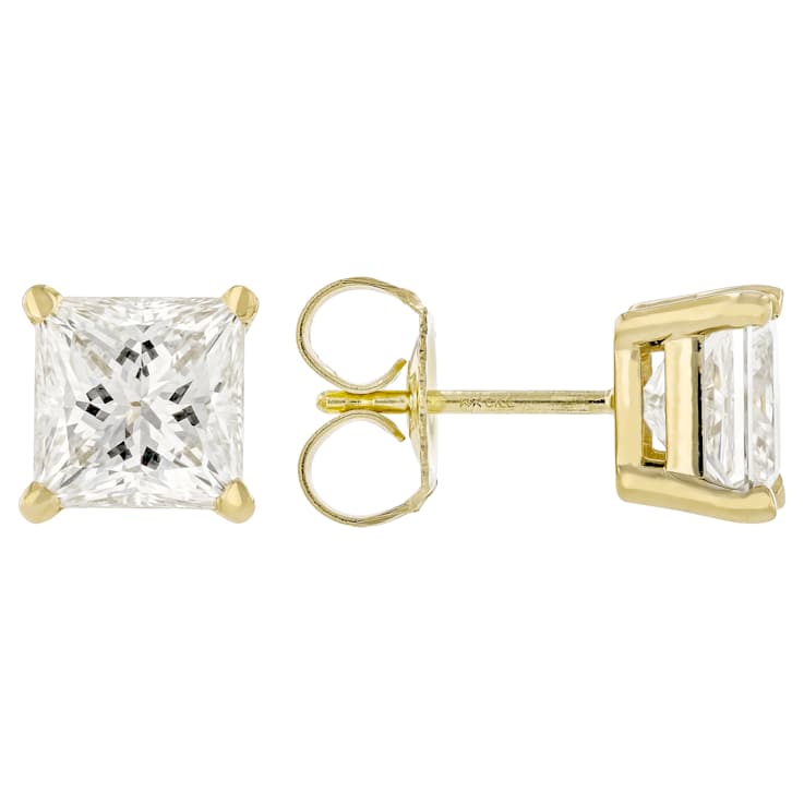 Lab-Grown Diamond Princess-Cut Stud Earrings In 14K Gold 3.00ctw