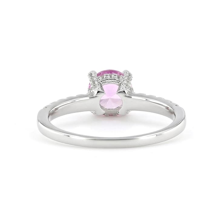 Lab Created Pink Sapphire with White Topaz Accents Rhodium Over Sterling
Silver Ring