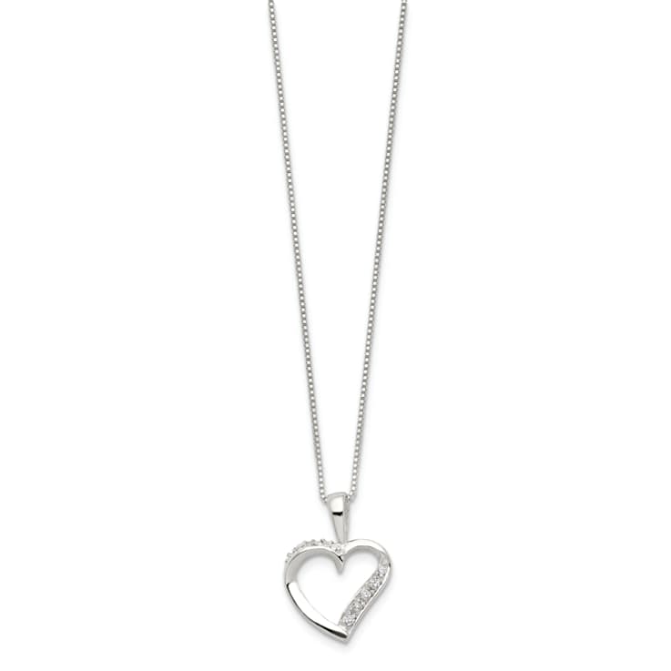 Sterling Silver Cubic Zirconia Heart Necklace