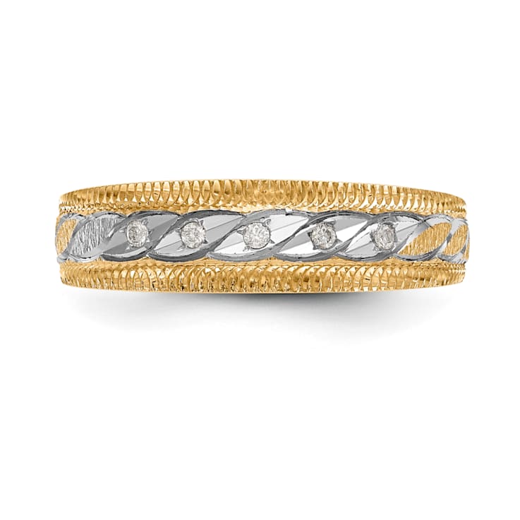 14K Yellow Gold AA Quality Mens Wedding Band 0.09ctw