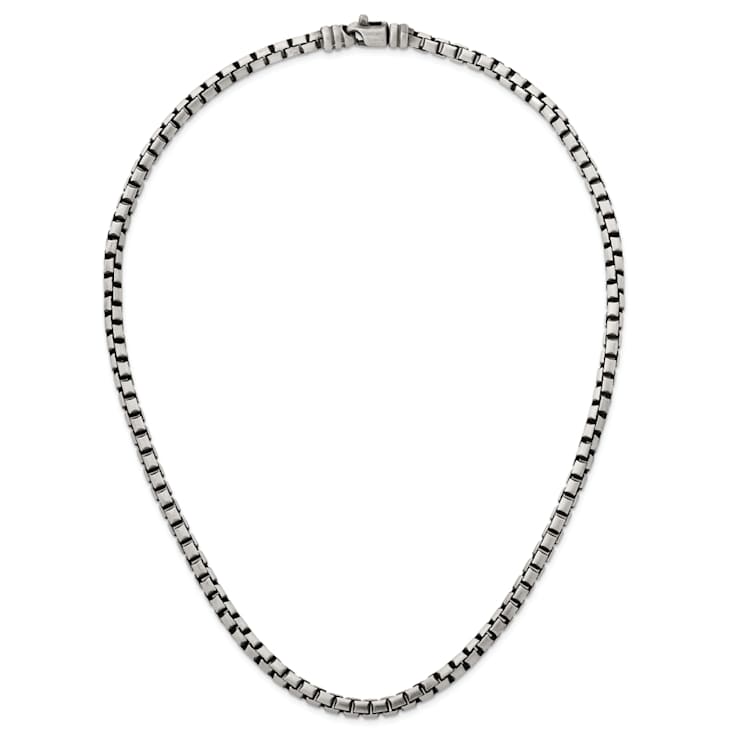 Sterling Silver Antiqued and Satin 5.0mm Box 16 Inch Chain