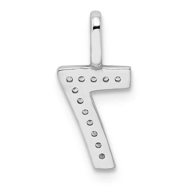 Rhodium Over 14k White Gold Diamond Number 7 Pendant