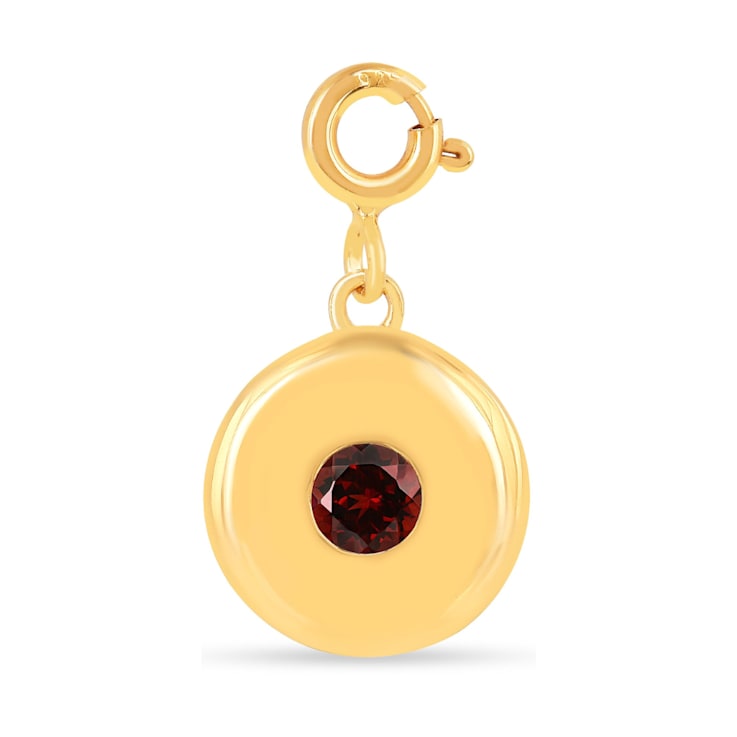 Round Garnet 18K Yellow Gold Over Sterling Silver Circle January
Birthstone Charm