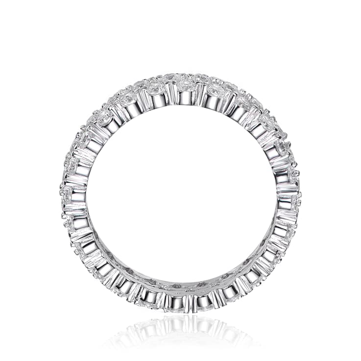 Curved CZ Eternity Band Ring In Sterling Silver