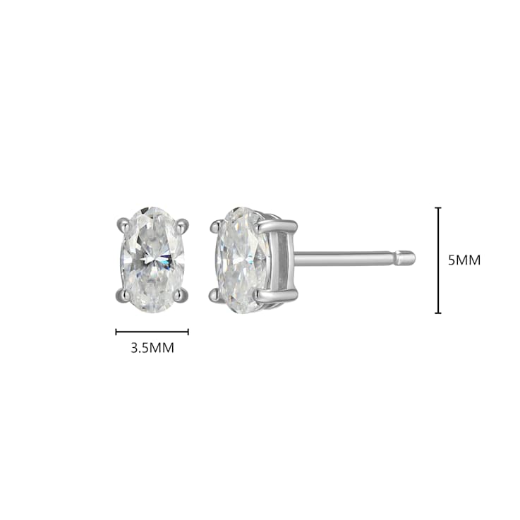 Oval Moissanite Platineve Stud Earrings 0.52ctw DEW