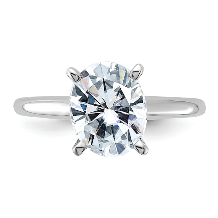 Rhodium Over 14K White Gold 3 ct. G H I True Light Oval Moissanite
Solitaire Ring