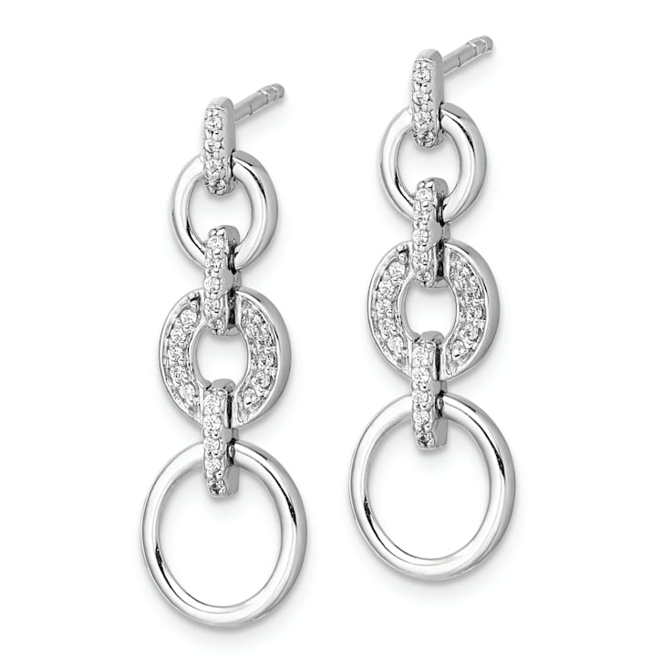 Rhodium Over 14K White Gold Lab Grown Diamond Fancy Dangle Earrings