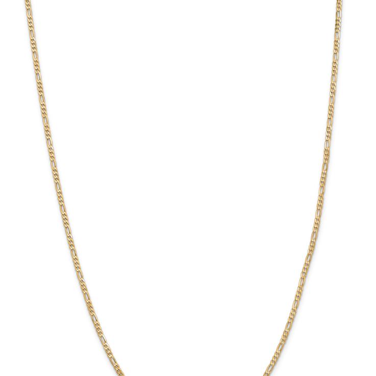 14k Yellow Gold 2.25mm Solid Flat Figaro 30 Inch Chain