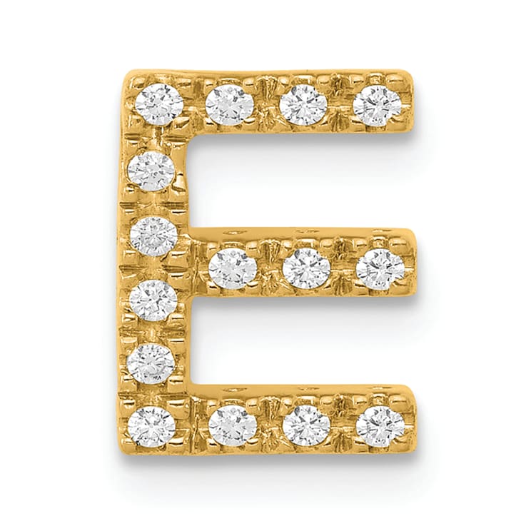 14K Yellow Gold Diamond Letter E Initial Charm