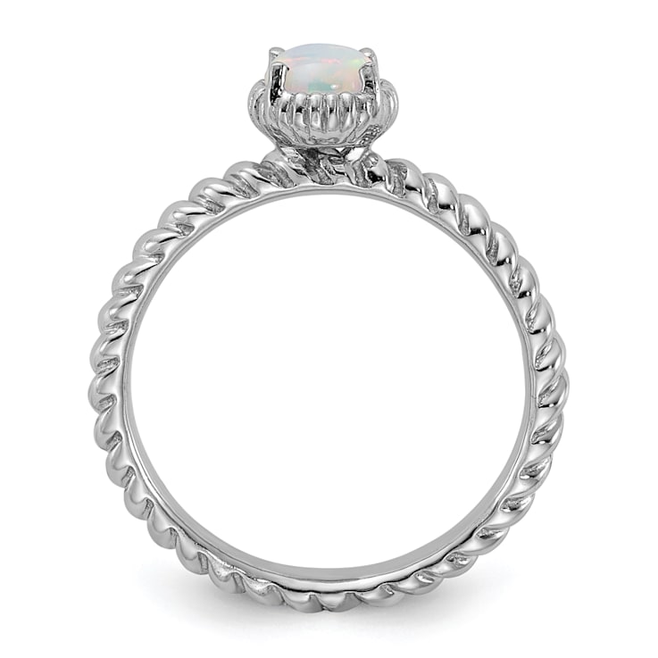 Sterling Silver Stackable Expressions Lab Created Opal Ring