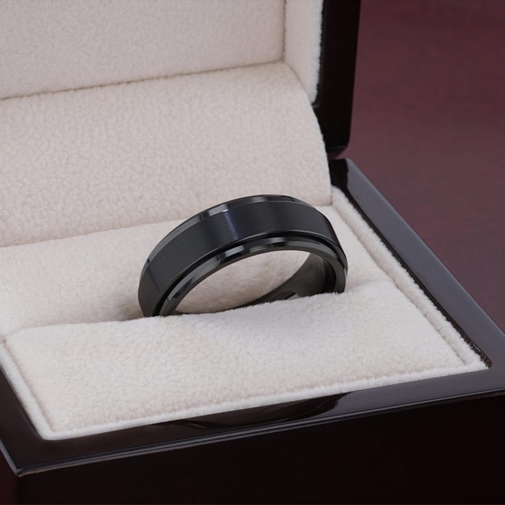 REVOLVE Black Tungsten Brushed Finish Spinner Polished Base Spinning
Band 8mm