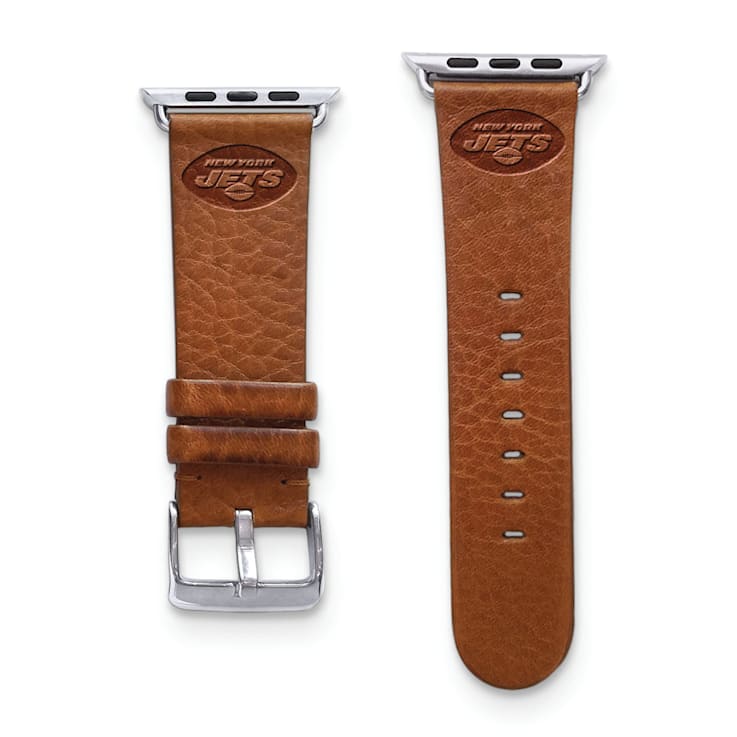 Gametime New York Jets Leather Band fits Apple Watch (42/44mm S/M Tan).  Watch not included.