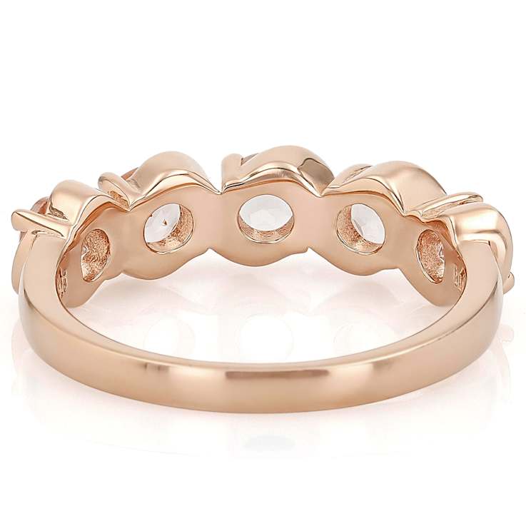 Morganite Round Station Band Ring In 18K Rose Gold Over Sterling Silver 0.94ctw