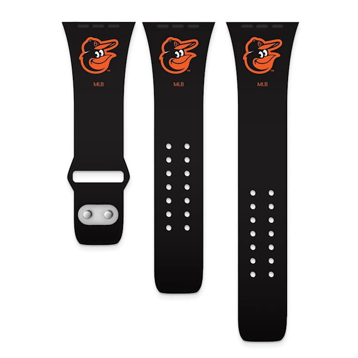 Gametime MLB Baltimore Orioles Black Silicone Apple Watch Band (42/44mm
M/L). Watch not included.