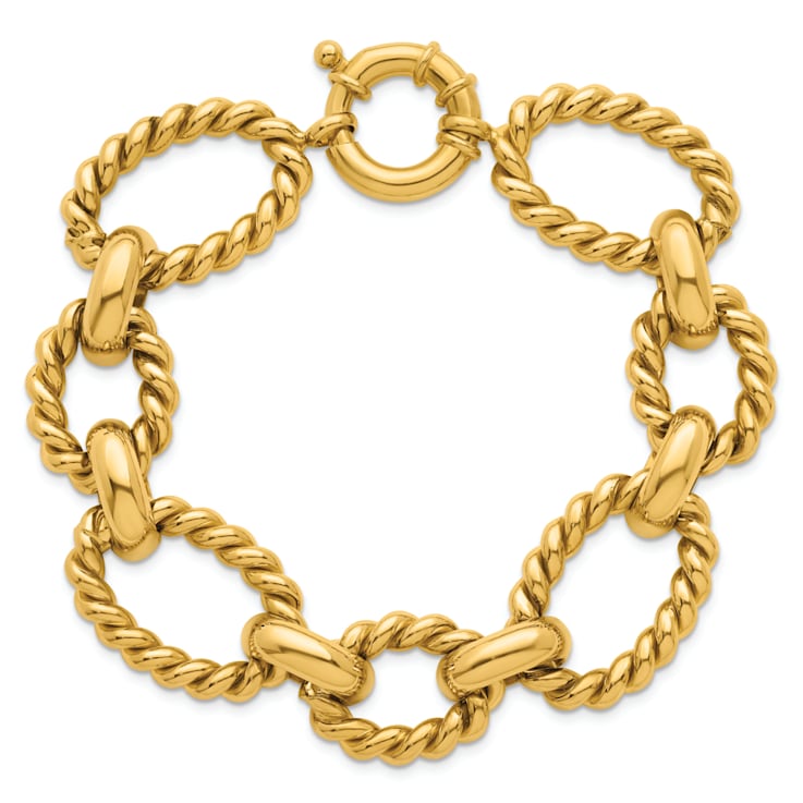 14K Yellow Gold Mixed Twisted Link 8-inch Bracelet