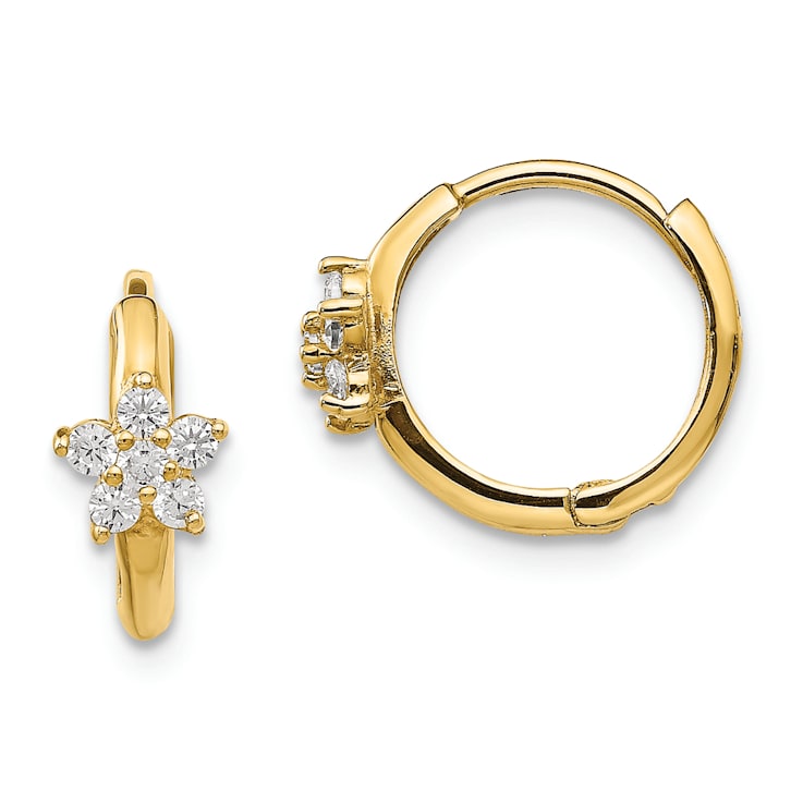 [STONE HENgE] 14K☆Braid Earrings 14K Solid Gold Square Black CZ Channel Four Stone Huggie