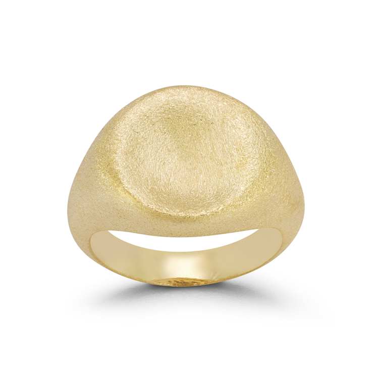 Satin Signet Ring In 14K Gold Over Sterling Silver