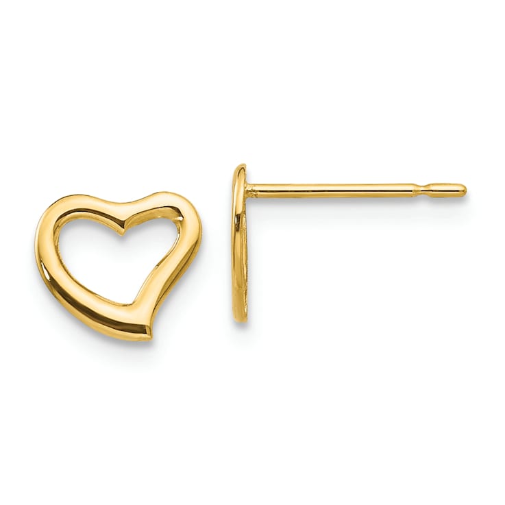 14k Yellow Gold Children's 7mm Heart Stud Earrings