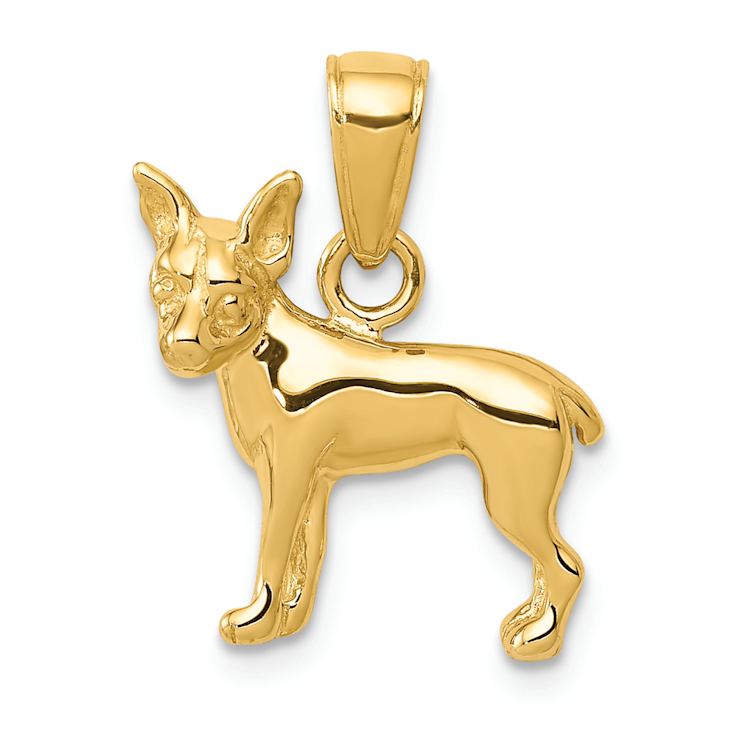 14k Yellow Gold Chihuahua Dog Pendant