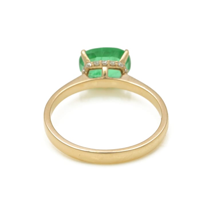 1.45 Ctw Emerald with 0.14 Ctw Diamond Ring in 14K YG