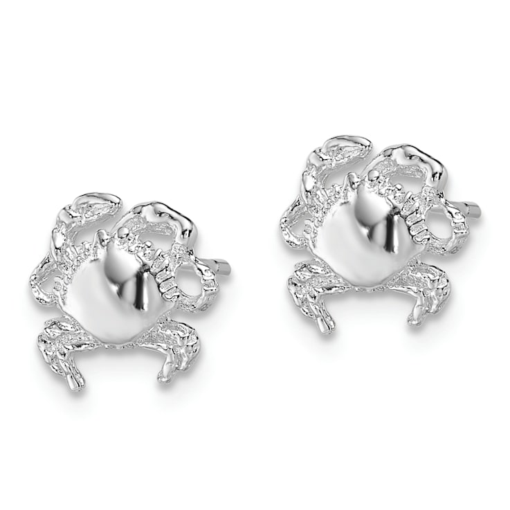 Rhodium Over Sterling Silver Polished Crab Post Earrings