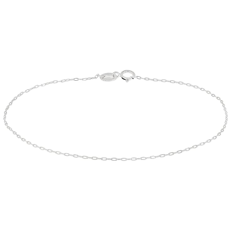 Polished Paperclip Link Bracelet In Platinum 1mm