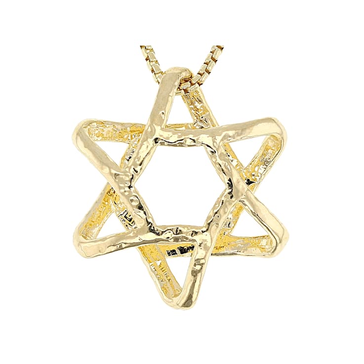 Star Of David Pendant Necklace In 14K Gold Over Sterling Silver