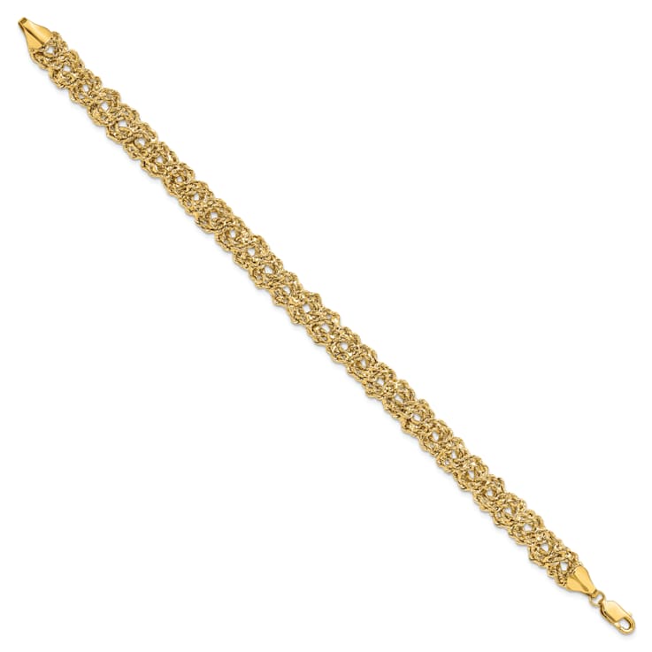 14K Yellow Gold Diamond-cut Braided Rope Chain Bracelet