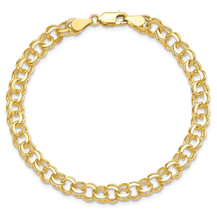 10k Yellow Gold 5.5mm Double Link Charm Bracelet