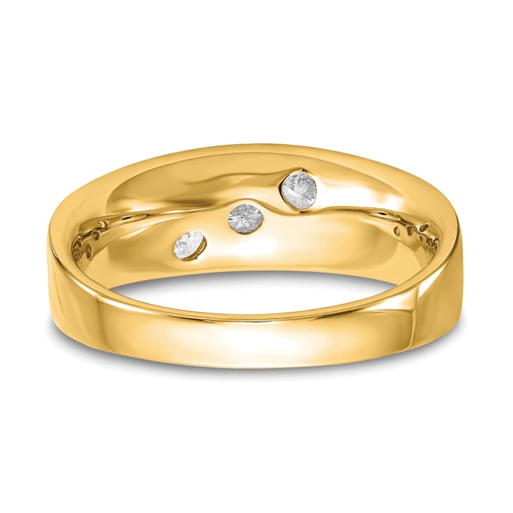 14K Yellow Gold Lab Grown Diamond SI1/SI2, G H I, Men's 3-stone Band