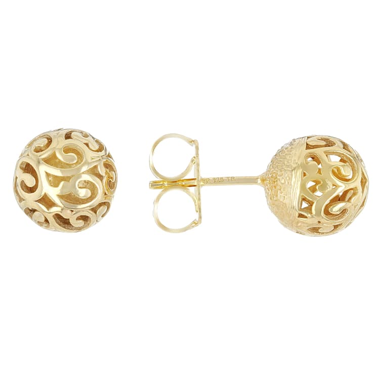 Filigree Stud Earrings In 18K Gold Over Sterling Silver