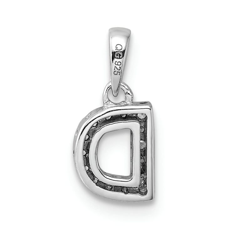 14K White Gold Diamond Letter D Initial with Bail Pendant